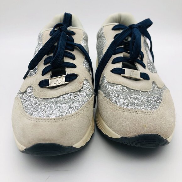 True Religion Women's Esther Sneakers Sz 10 Silver Glitter Blue Laces FT20385-01 - Picture 2 of 10